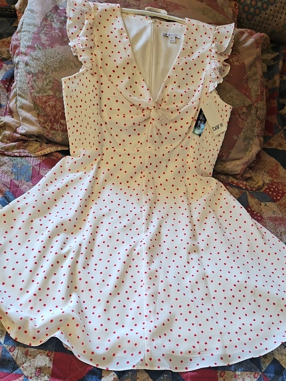 Bar III White Dress with Red Polka Dots
